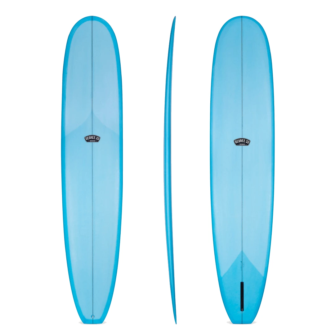 Classic Noserider Longboard Surfboard Blue Resin Tint (Poly) by Degree 33 Surfboards