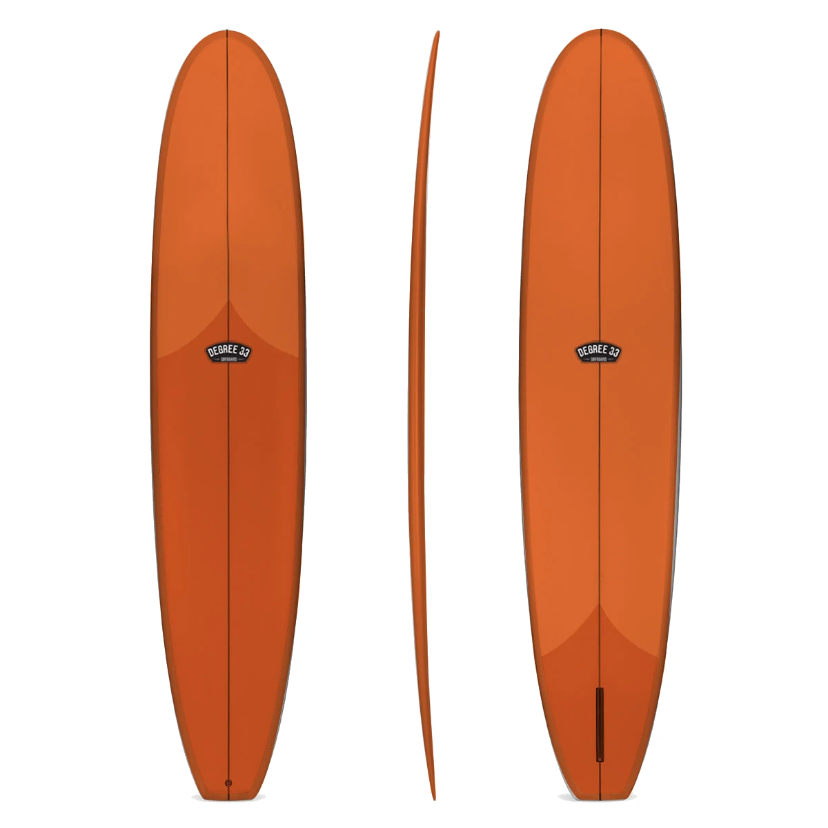 Classic Longboard Surfboard Burnt Orange Resin Tint (Poly) by Degree 33 Surfboards