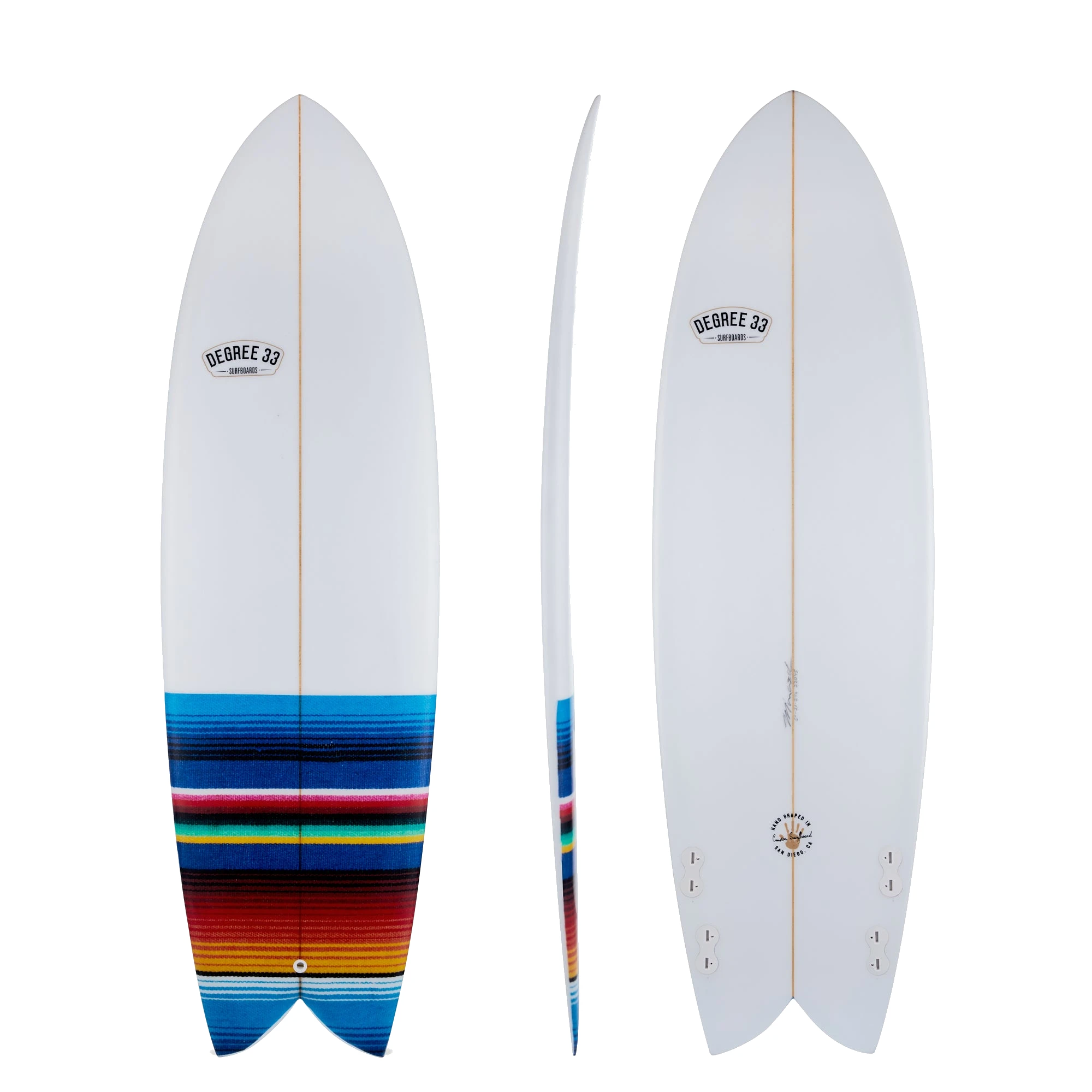 Retro Fish with Mexican Blanket Inlay (Poly) by Degree 33 Surfboards