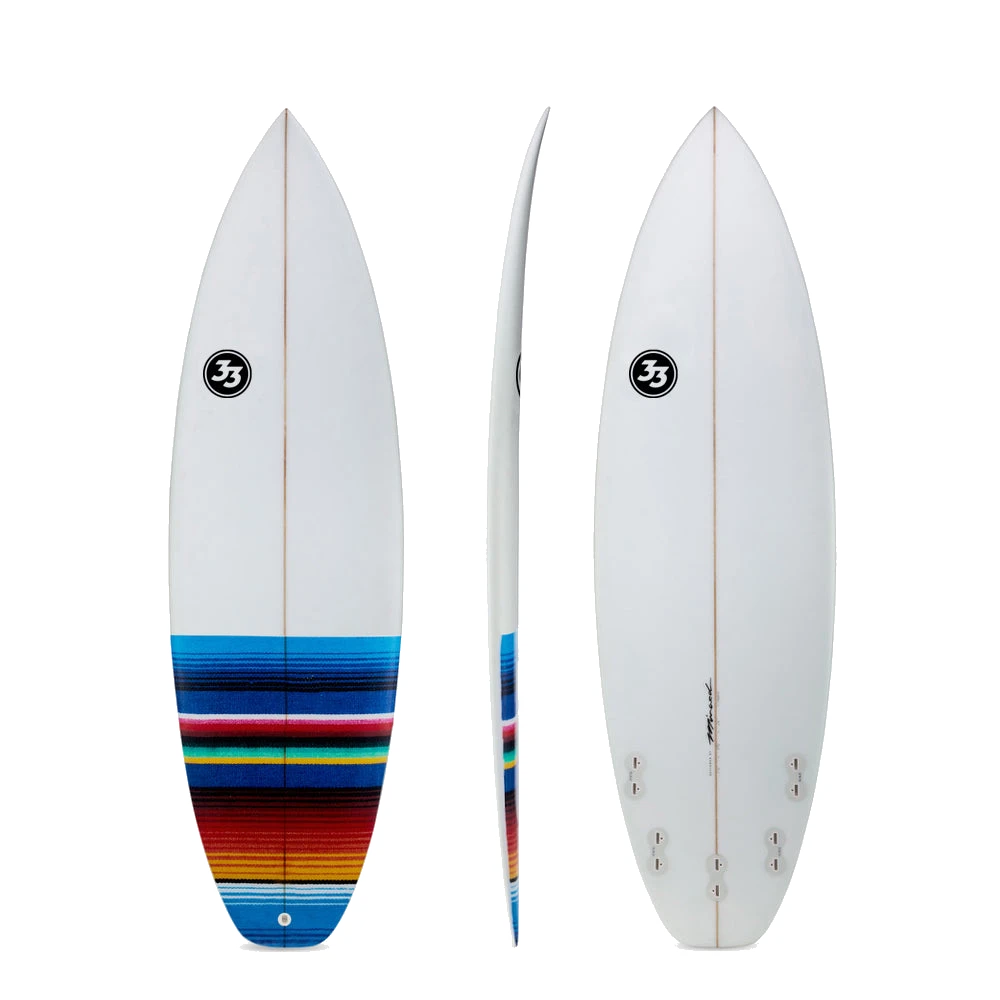 All Terrain Vehicle Shortboard Surfboard with Mexican Blanket Inlay (Poly) by Degree 33 Surfboards