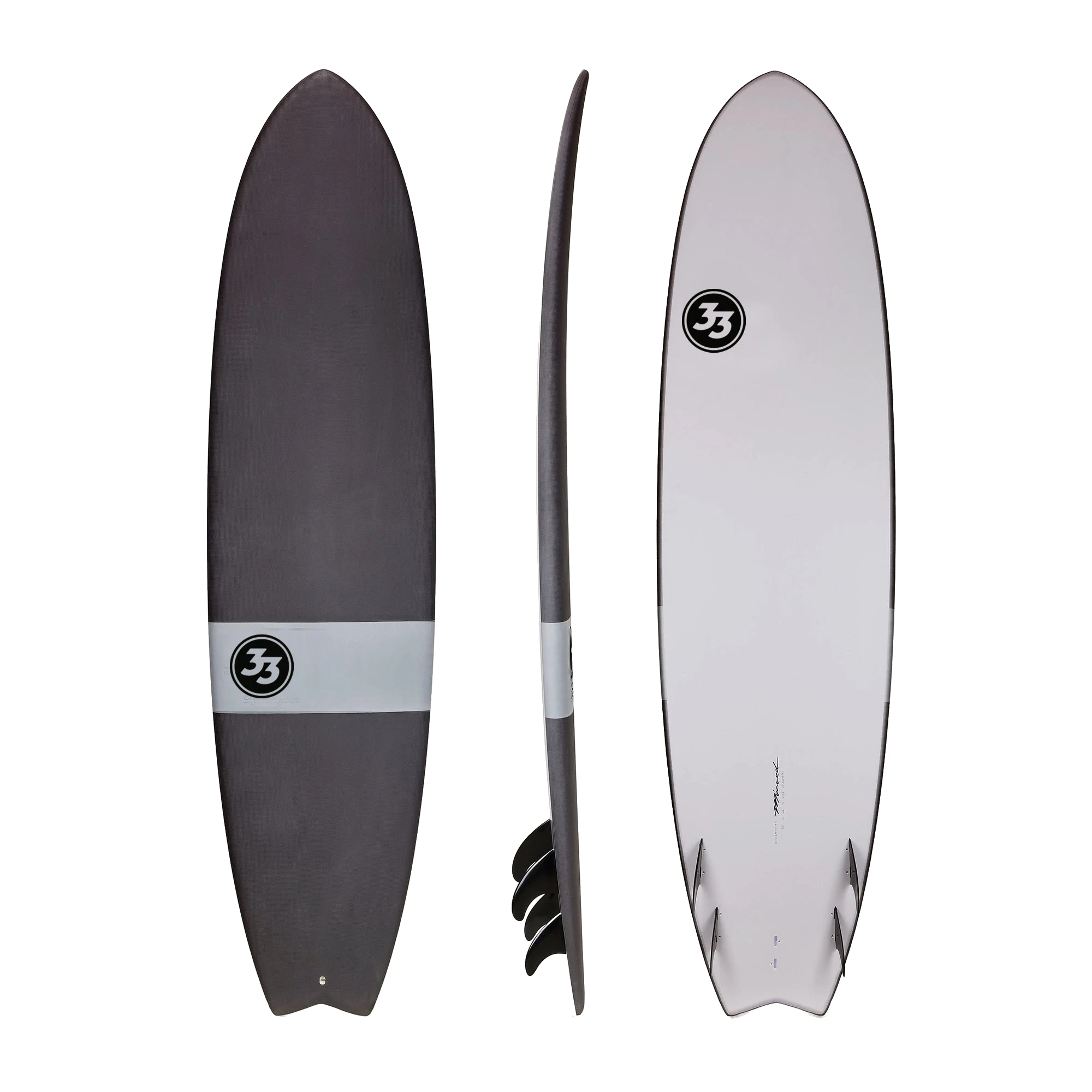 Easy Rider Surfboard Gray Dip (Hybrid Epoxy Soft Top) by Degree 33 Surfboards